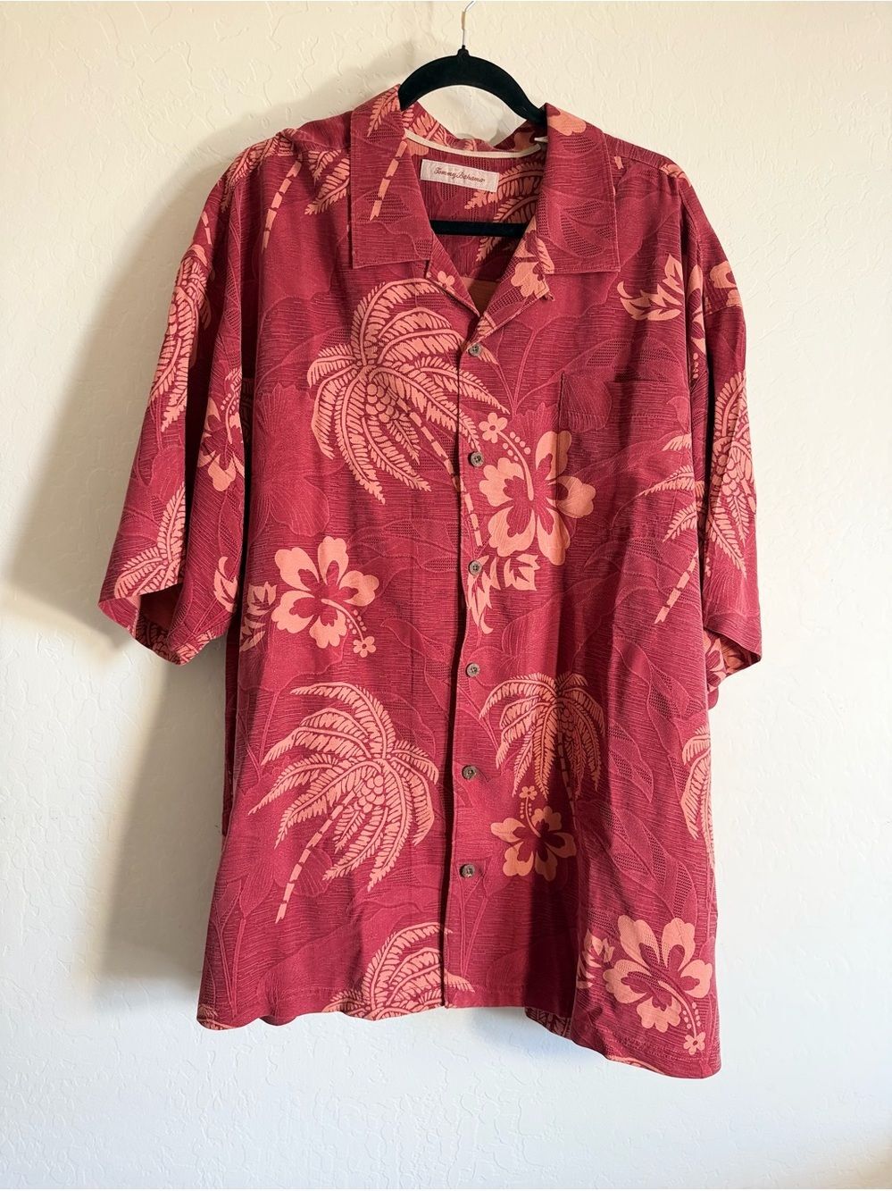 Tommy Bahama 100% Silk Floral Palm Print Button Up Shirt Men’s 2XL